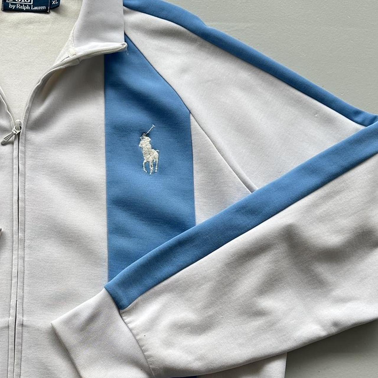 White / Blue Ralph Lauren Big Pony 90’s Vintage Track Jacket - XL