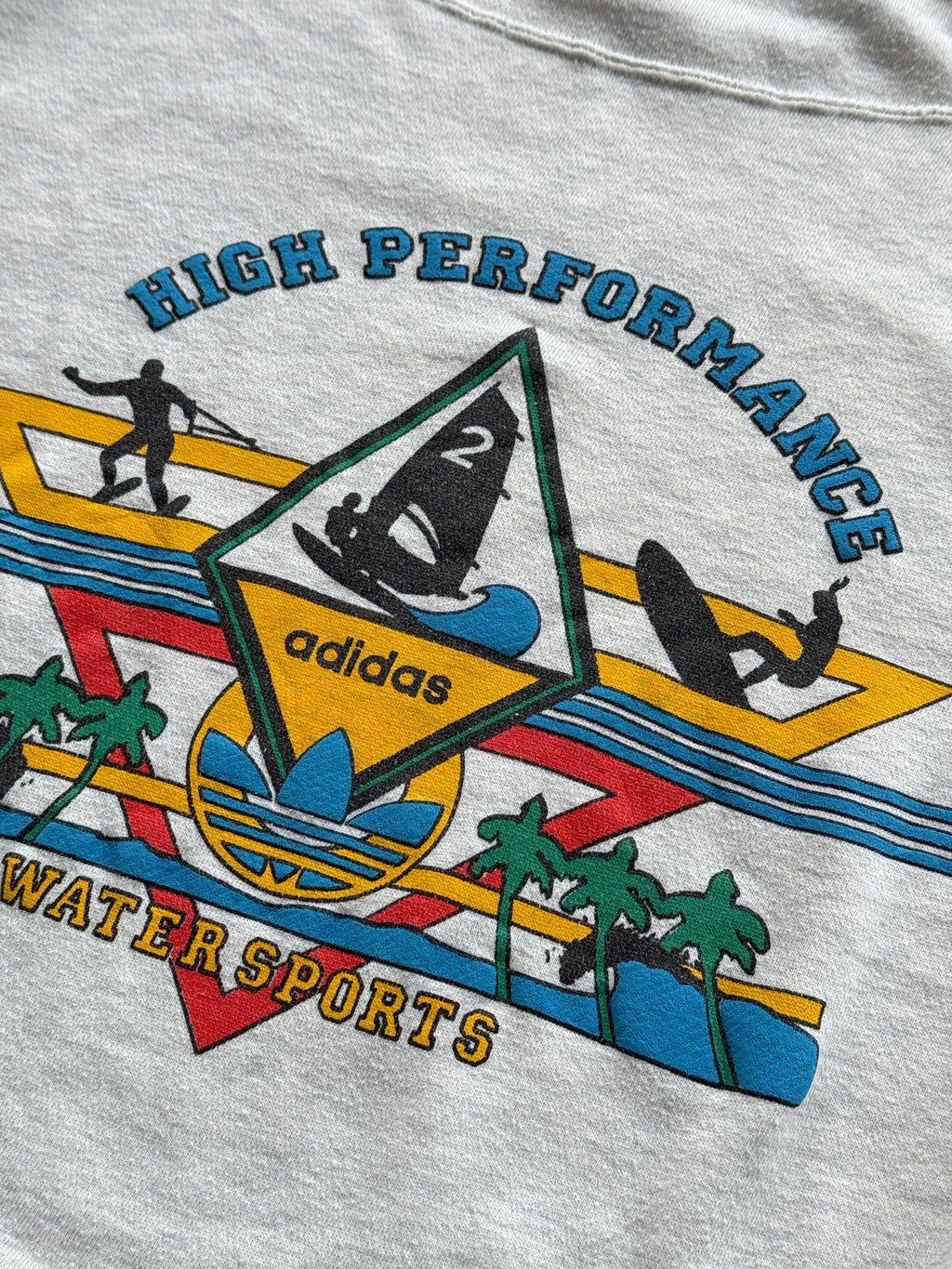 Grey Adidas 80's Vintage Graphic Water Sports Sweatshirt Jumper - Large