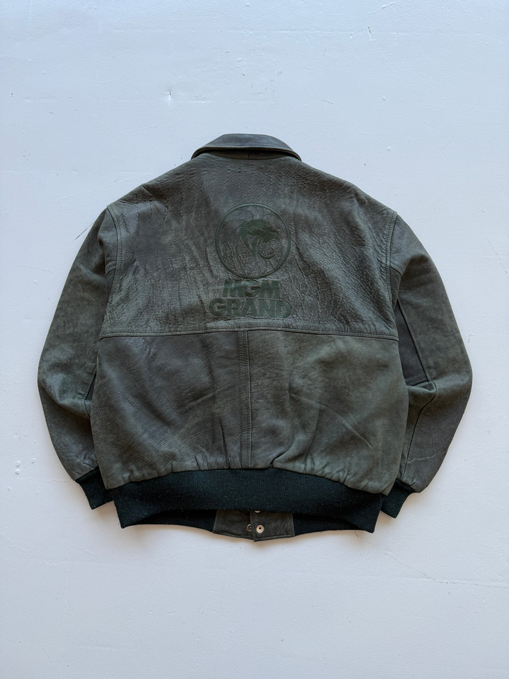 Green MGM Grand 90s Vintage Leather A2 Jacket - XL