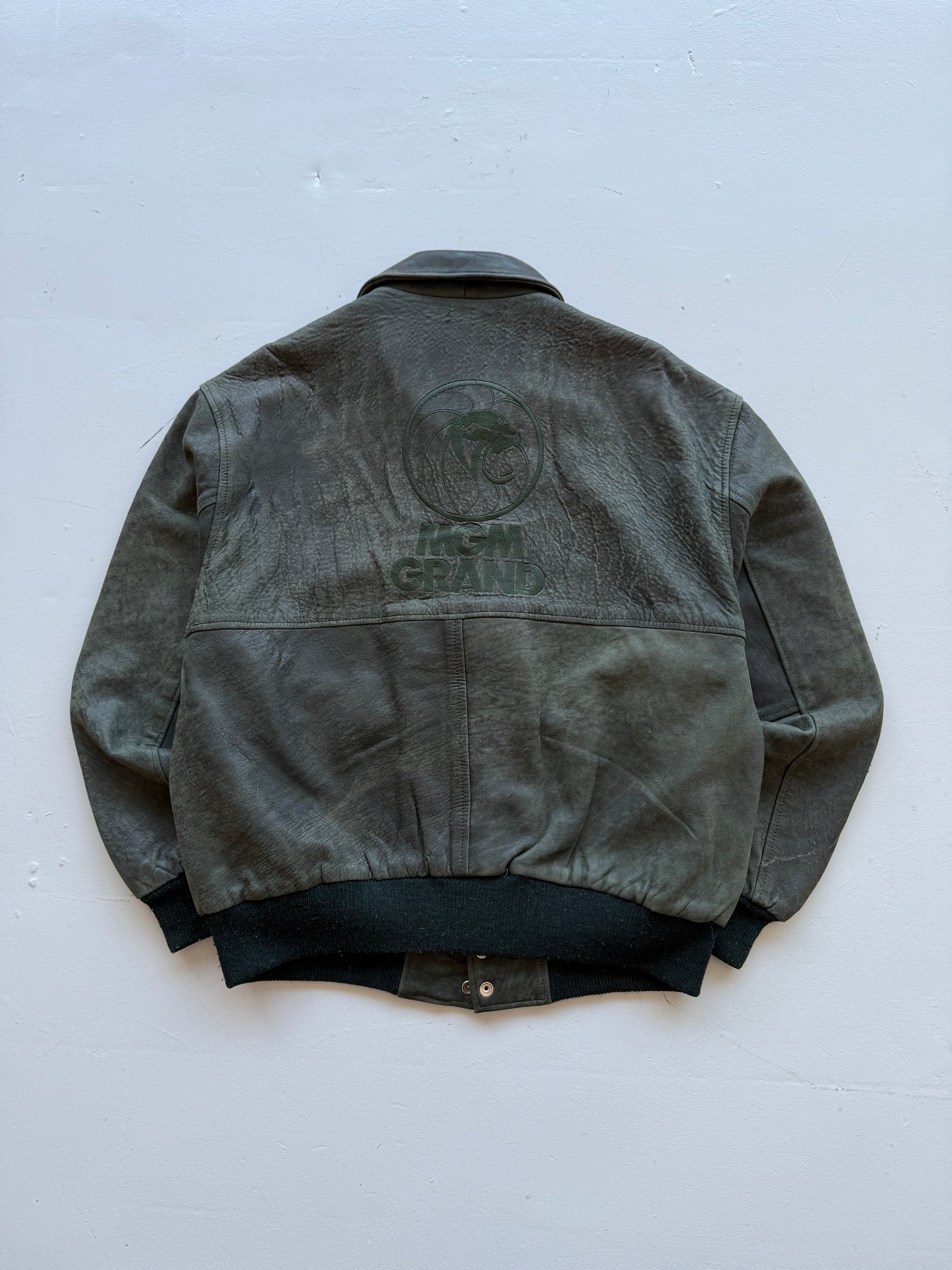 Green MGM Grand 90s Vintage Leather A2 Jacket - XL
