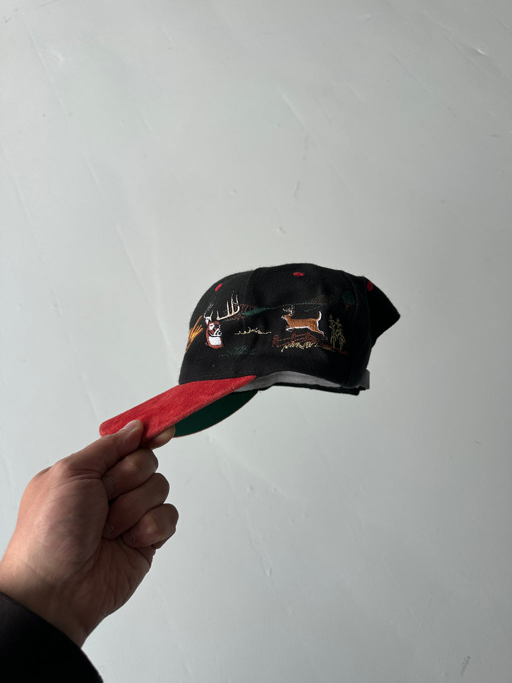 Black / Red Bauerly Companies Wildlife Deer Vintage SnapBack Trucker Cap