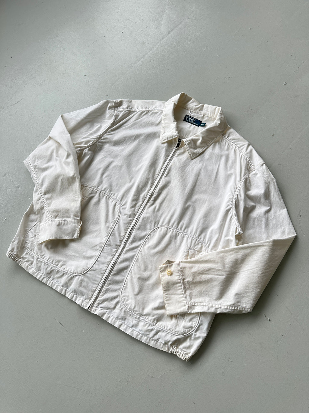 White Polo Ralph Lauren 90's Cotton Harrington Bomber Jacket - 2XL