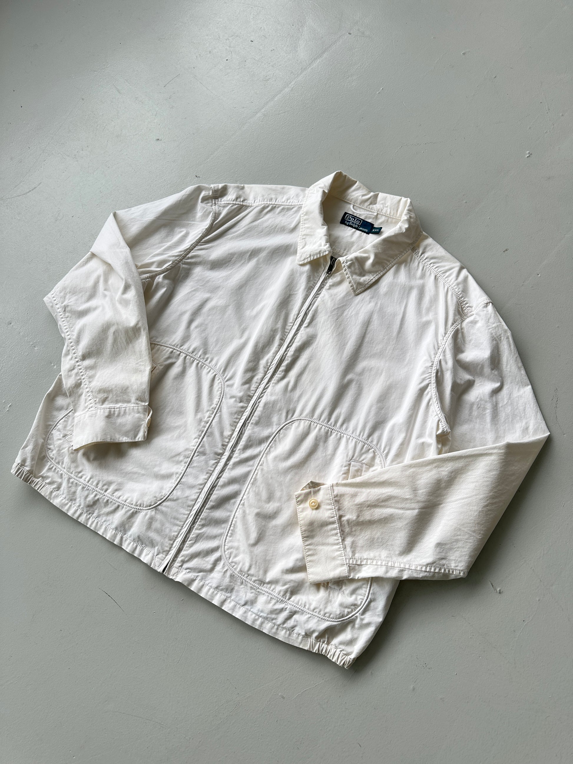 White Polo Ralph Lauren 90's Cotton Harrington Bomber Jacket - 2XL