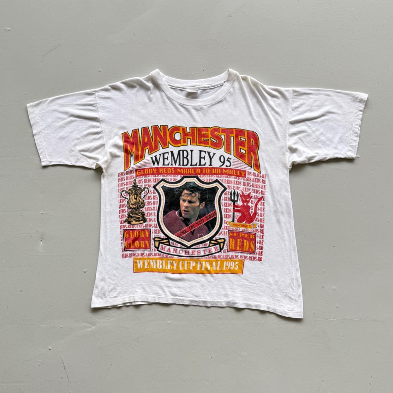 White Manchester United 90s Vintage FA Cup Champions T-Shirt - Large