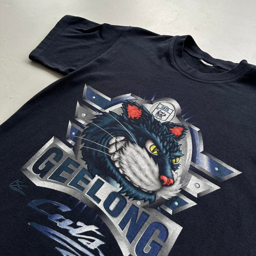 Gelong Cats Navy Blue 90s Vintage T-shirt - Medium