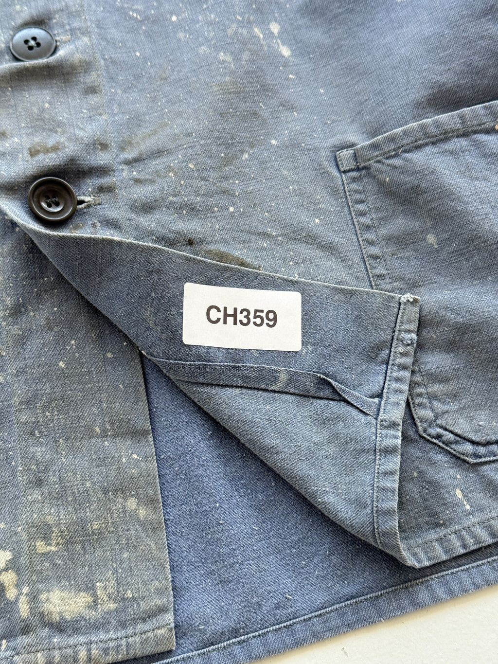 Thrashed Blue French Vintage Workwear Chore Jacket CH359 - Small