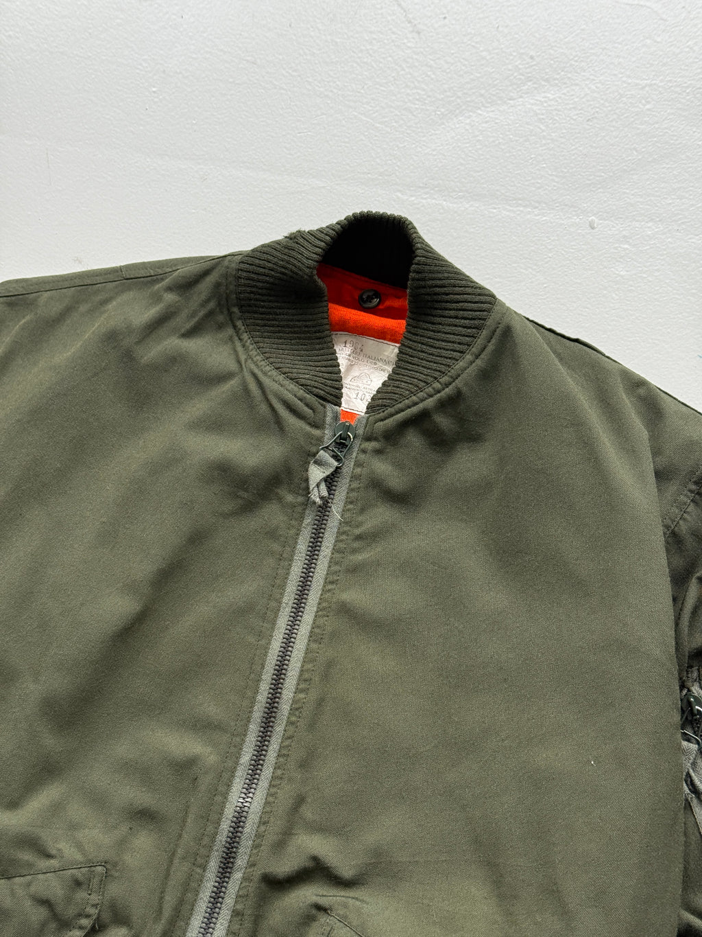 Olive Aeronautica Militare Italiana 1984 Vintage Flight Bomber Jacket - Medium