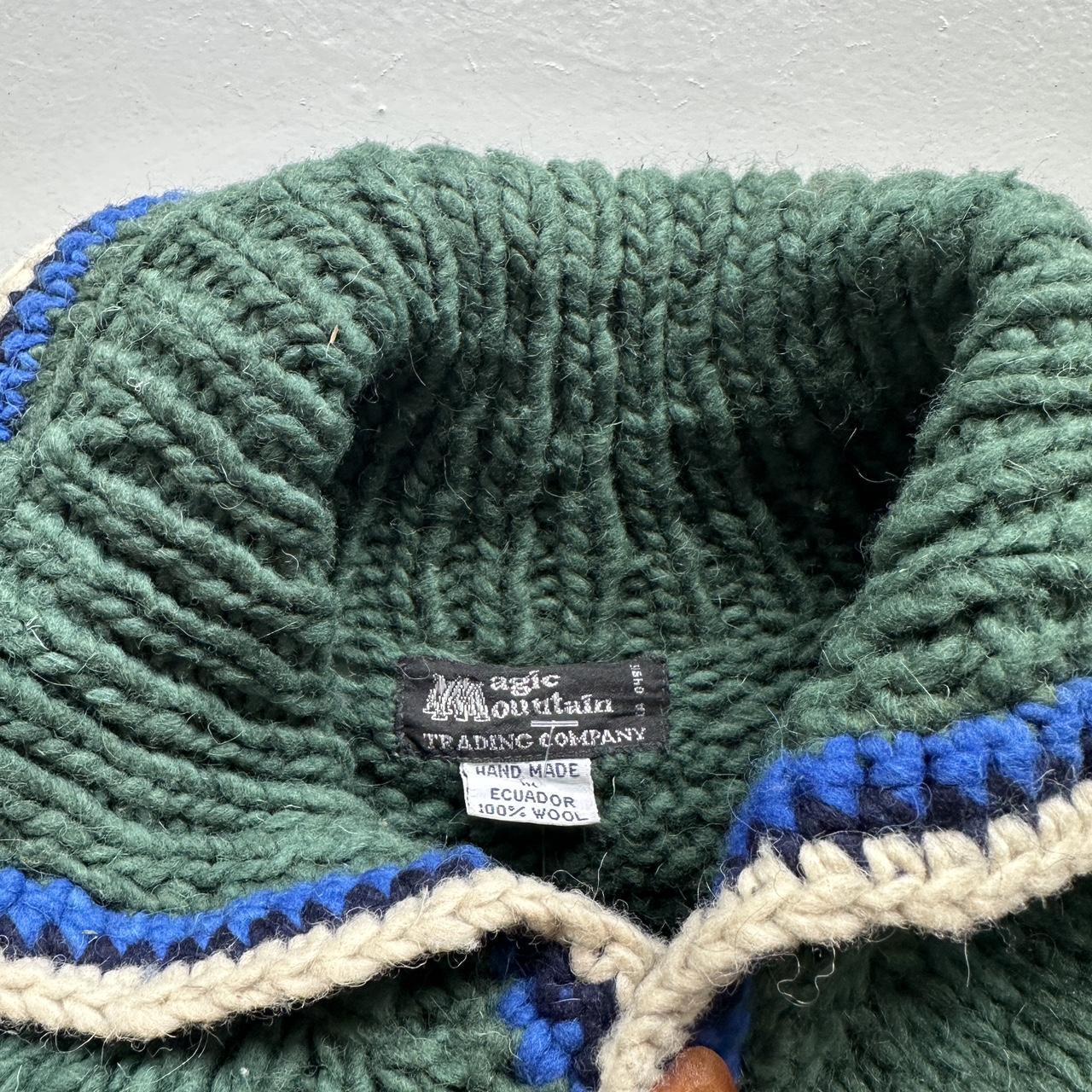 Green Ecuadorian 80s Chunky Knit Jumper - Large
