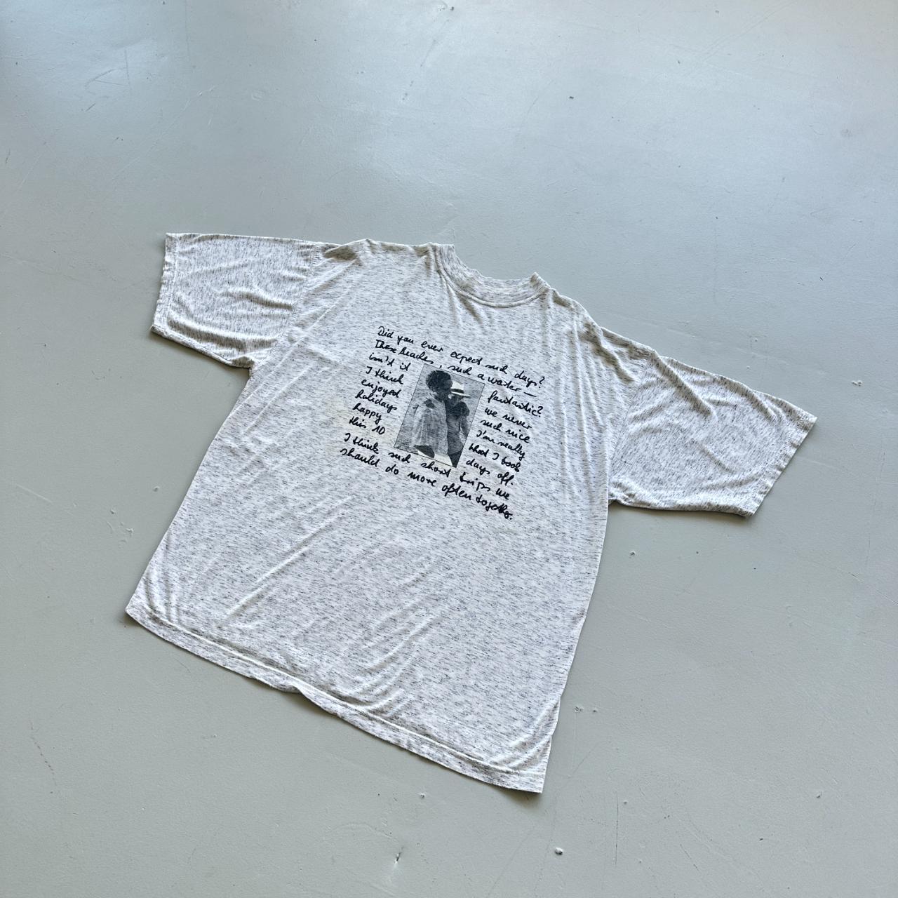 Grey Marl Romantic Poem Vintage 90's T-shirt - XL