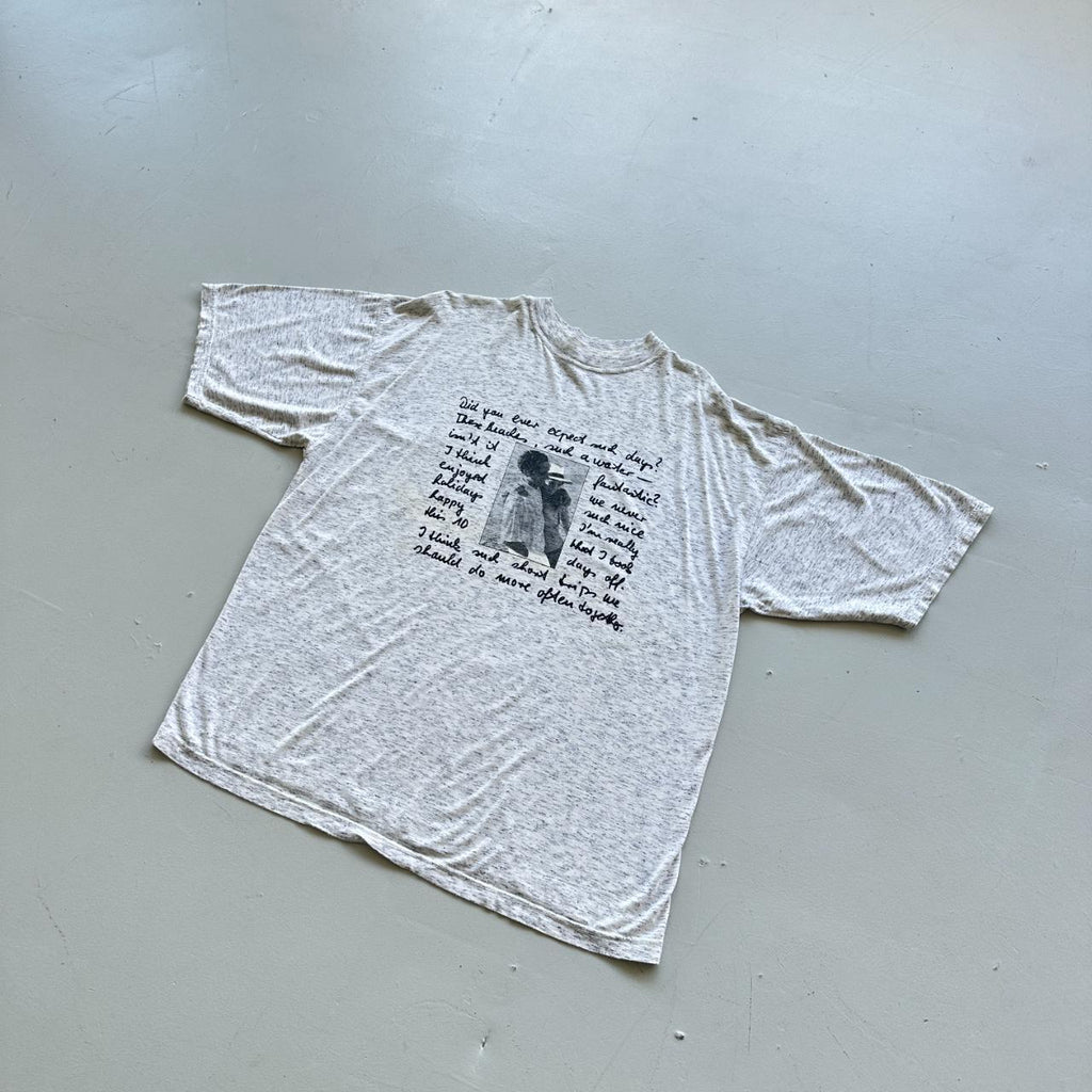 Grey Marl Romantic Poem Vintage 90's T-shirt - XL