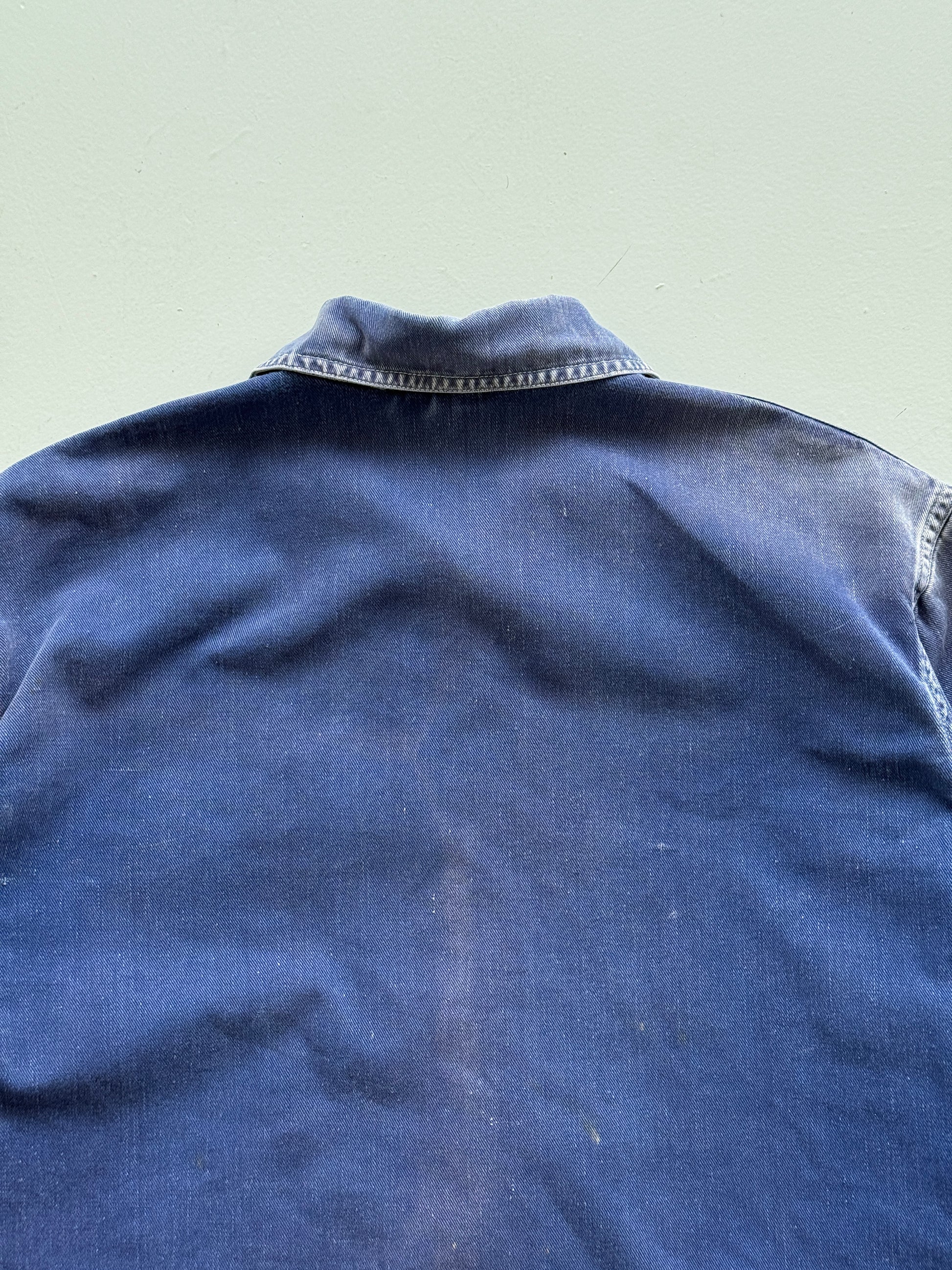 Thrashed Blue French 60's/70's Vintage Workwear Chore Jacket CH384 - Medium