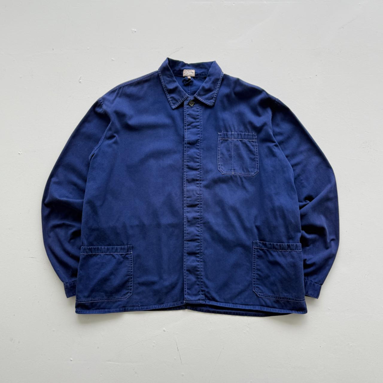 Blue French Workwear Style 80’s Vintage Chore Jacket - Large