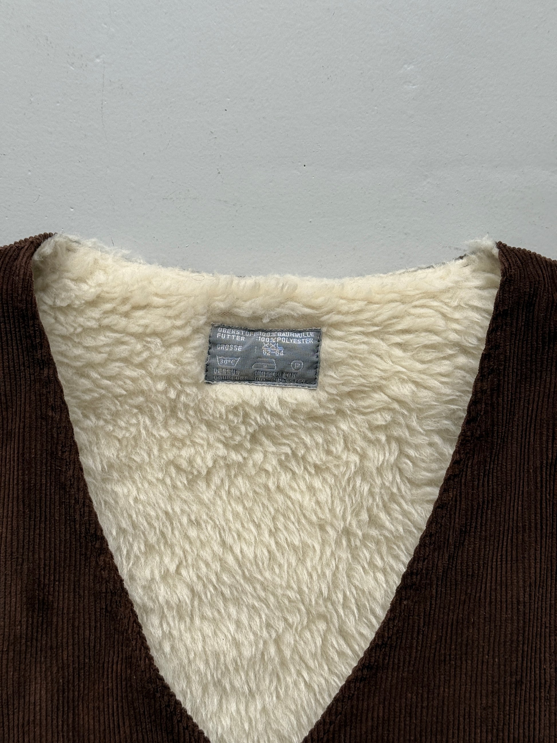 Brown Corduroy 90's Vintage Fleece Lined Vest - XL