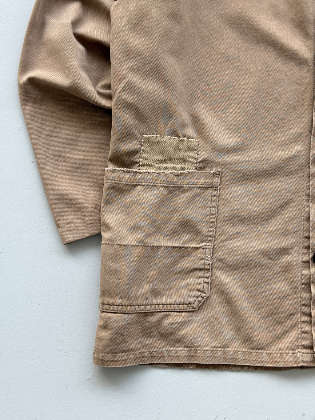 Beige Chore Jacket 90's Vintage Thrashed Workwear CH103 - Medium