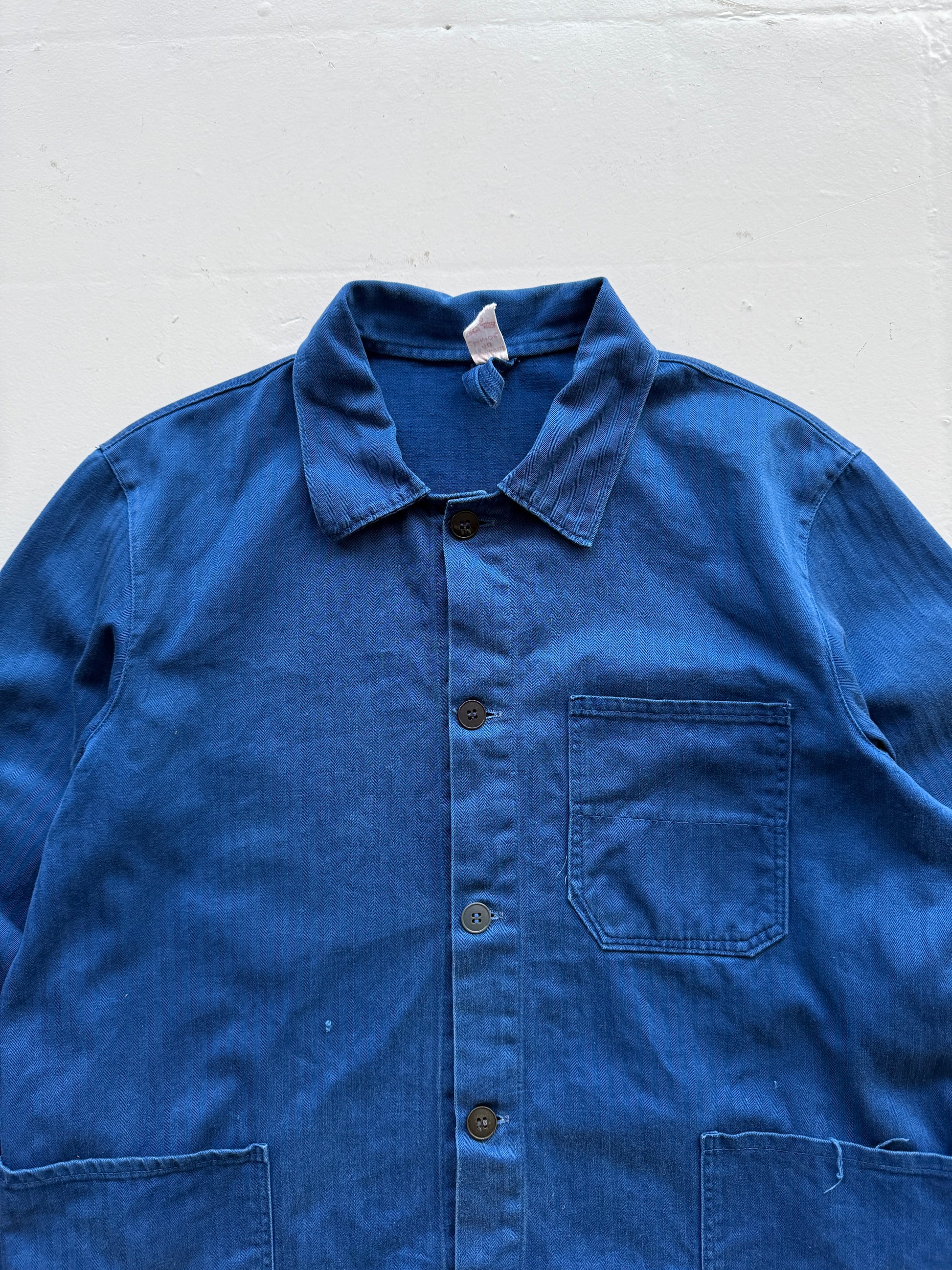 Herringbone Twill Blue French Workwear 70’s Vintage Chore Jacket CH025 - Medium
