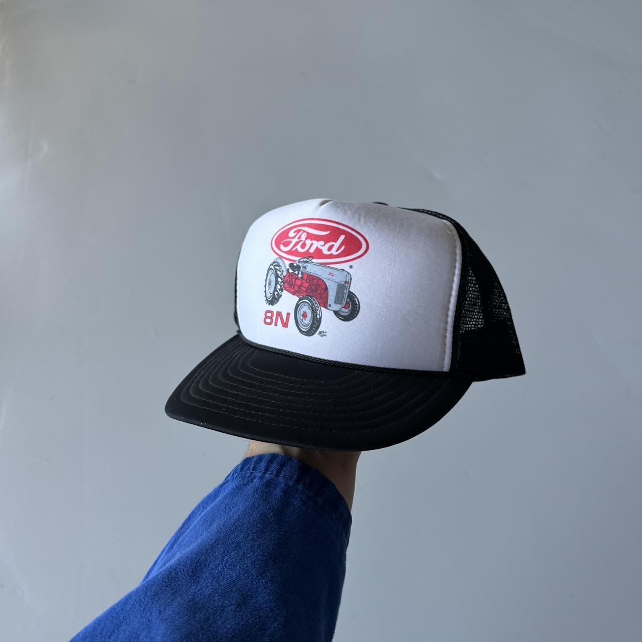 Black White Ford Tractor Vintage Foam & Mesh SnapBack Trucker Cap