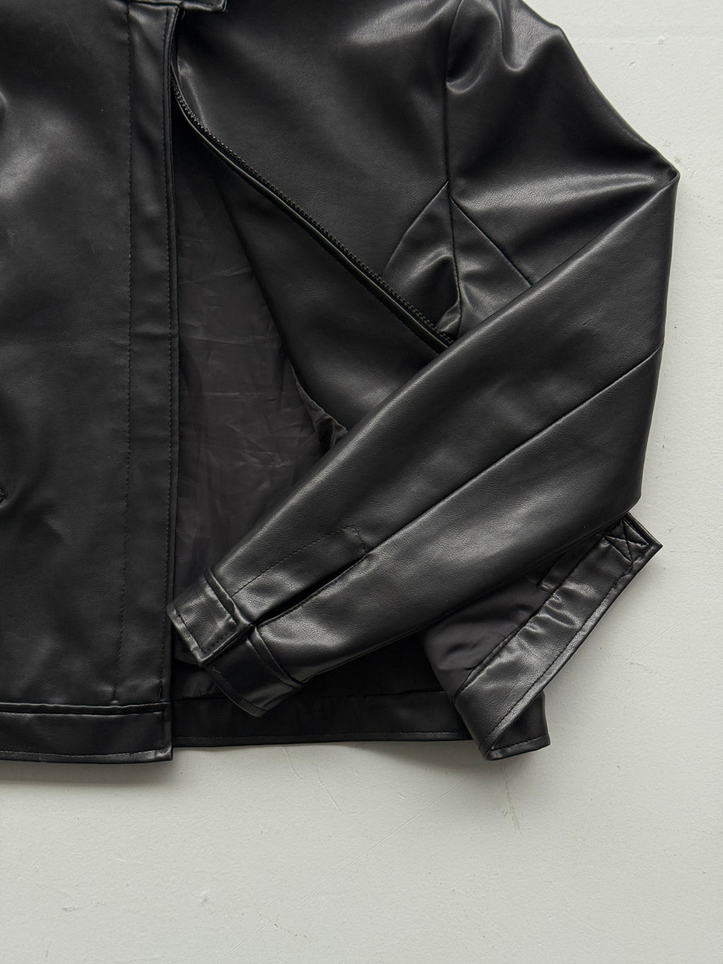 Black New Look 00's Vintage Leather Effect Jacket - UK 12