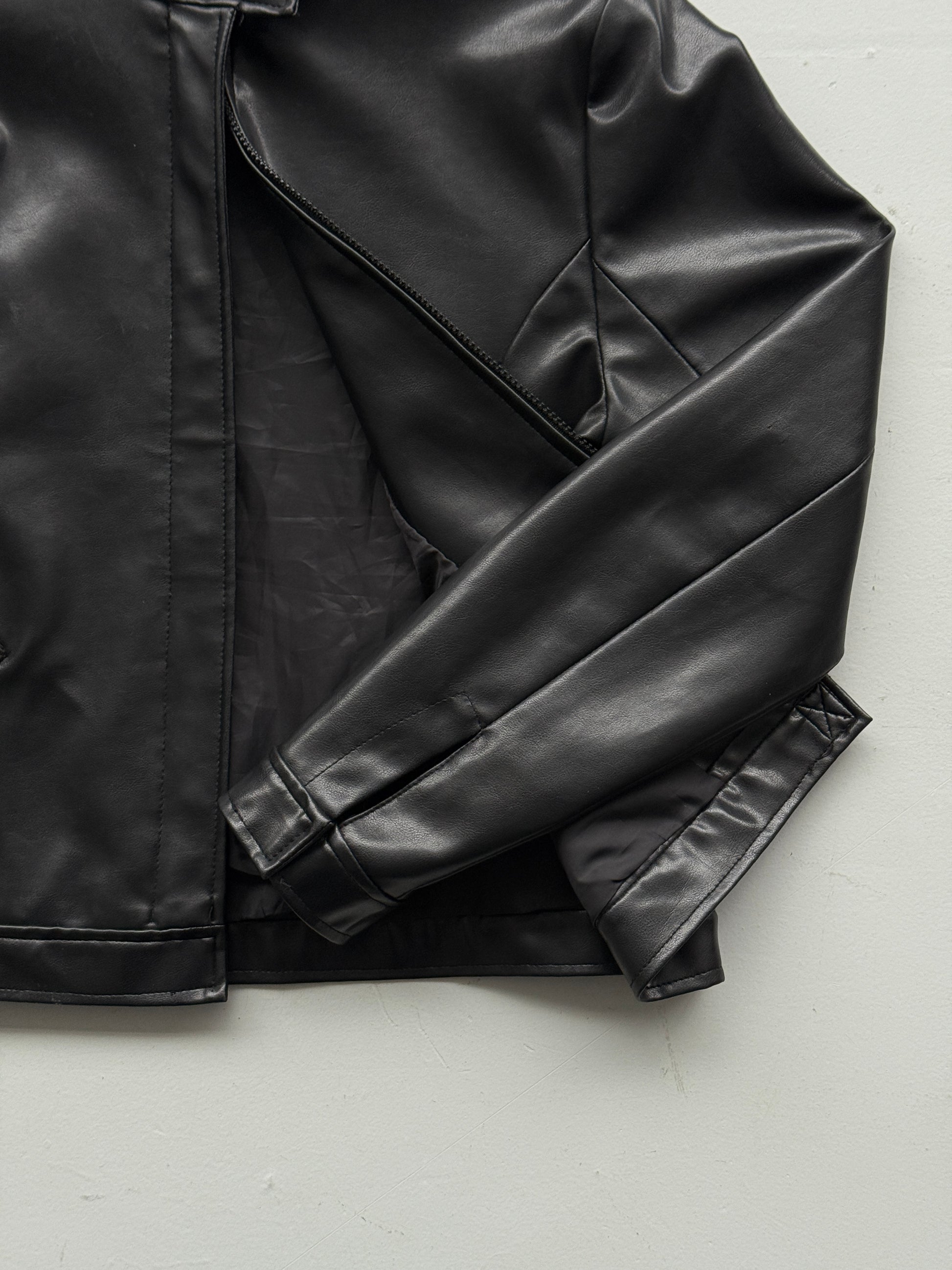 Black New Look 00's Vintage Leather Effect Jacket - UK 12