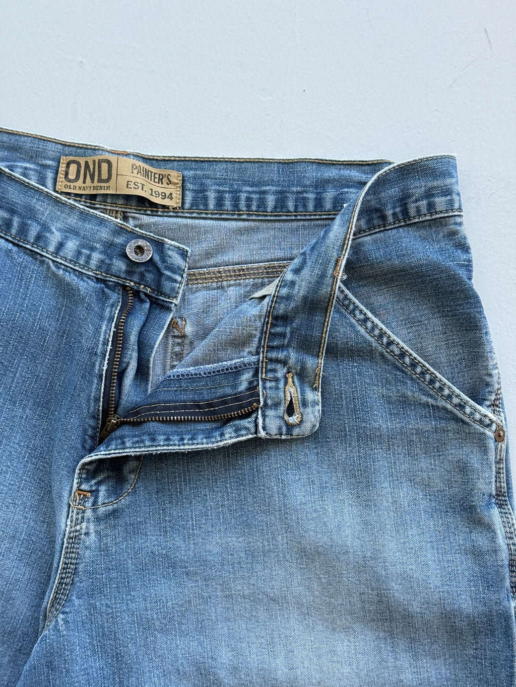 Light Blue Old Navy 00's Vintage Y2K Baggy Carpenter Denim Shorts - W34 x L12.5