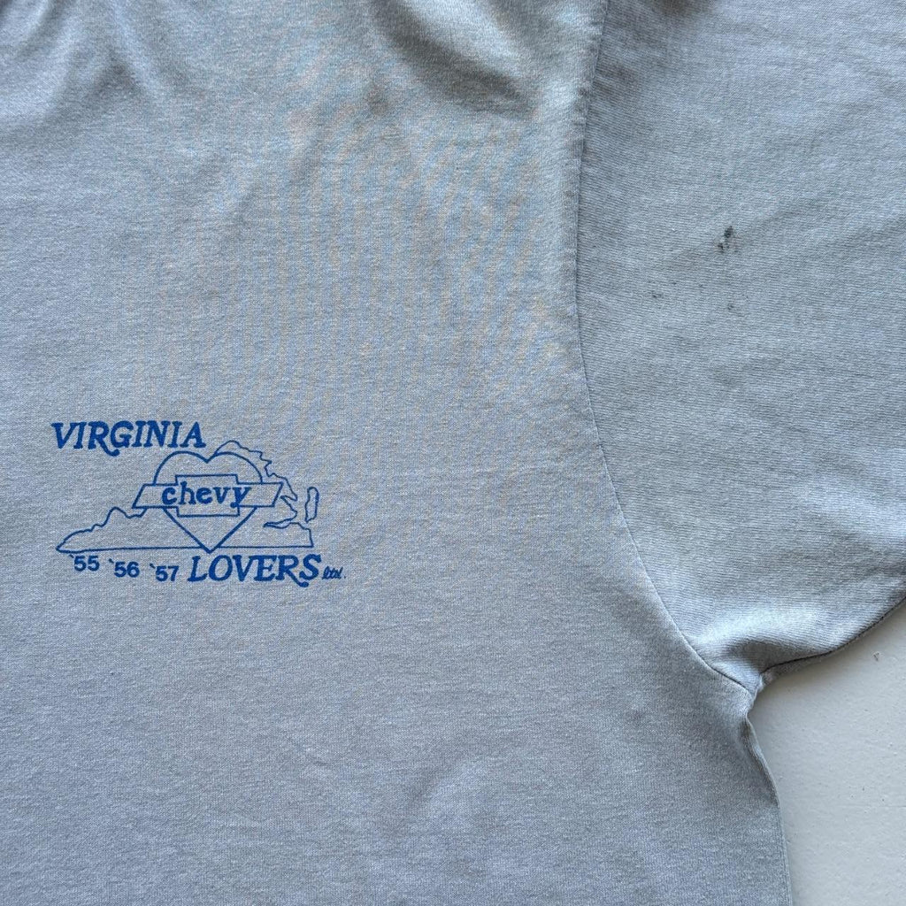 Blue Grey Overdyed Chevy Lovers 90's Graphic Vintage T-shirt - XL
