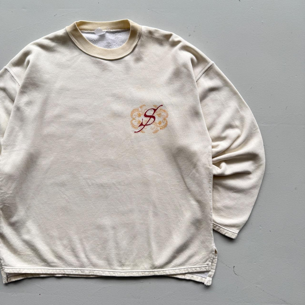 White Cream 90s Vintage Snowboard Graphic Sweatshirt - Medium