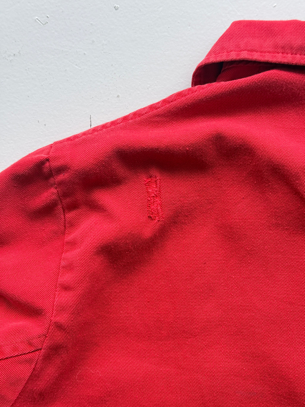 Red Thrashed French Chore Jacket 80's Vintage Workwear CH218 - Medium