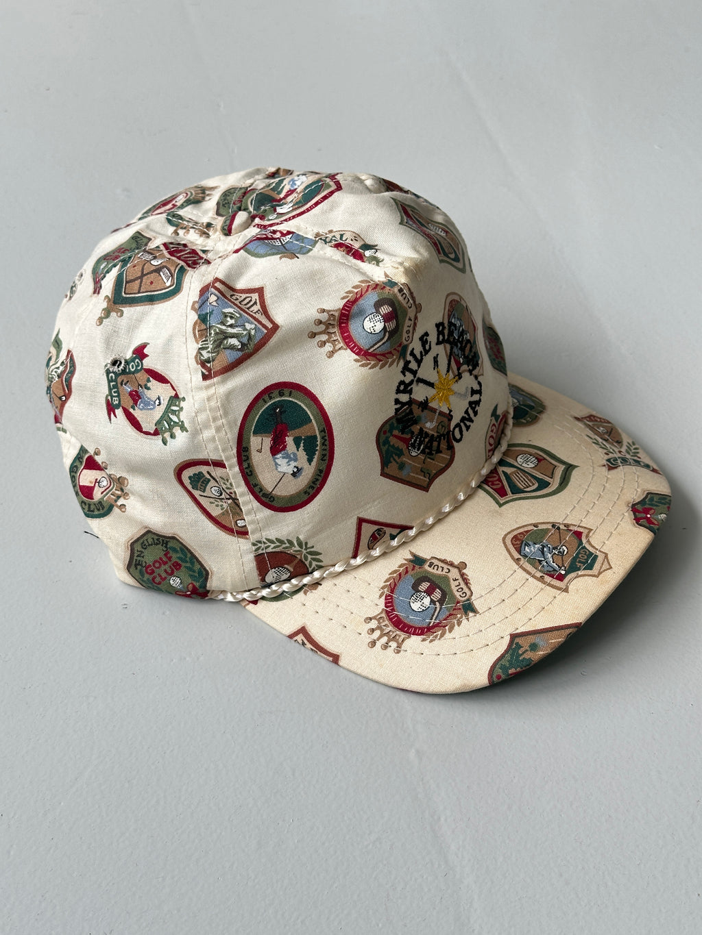 Cream Myrtle Beach Invitational Golf Vintage Leather Strap Trucker Cap