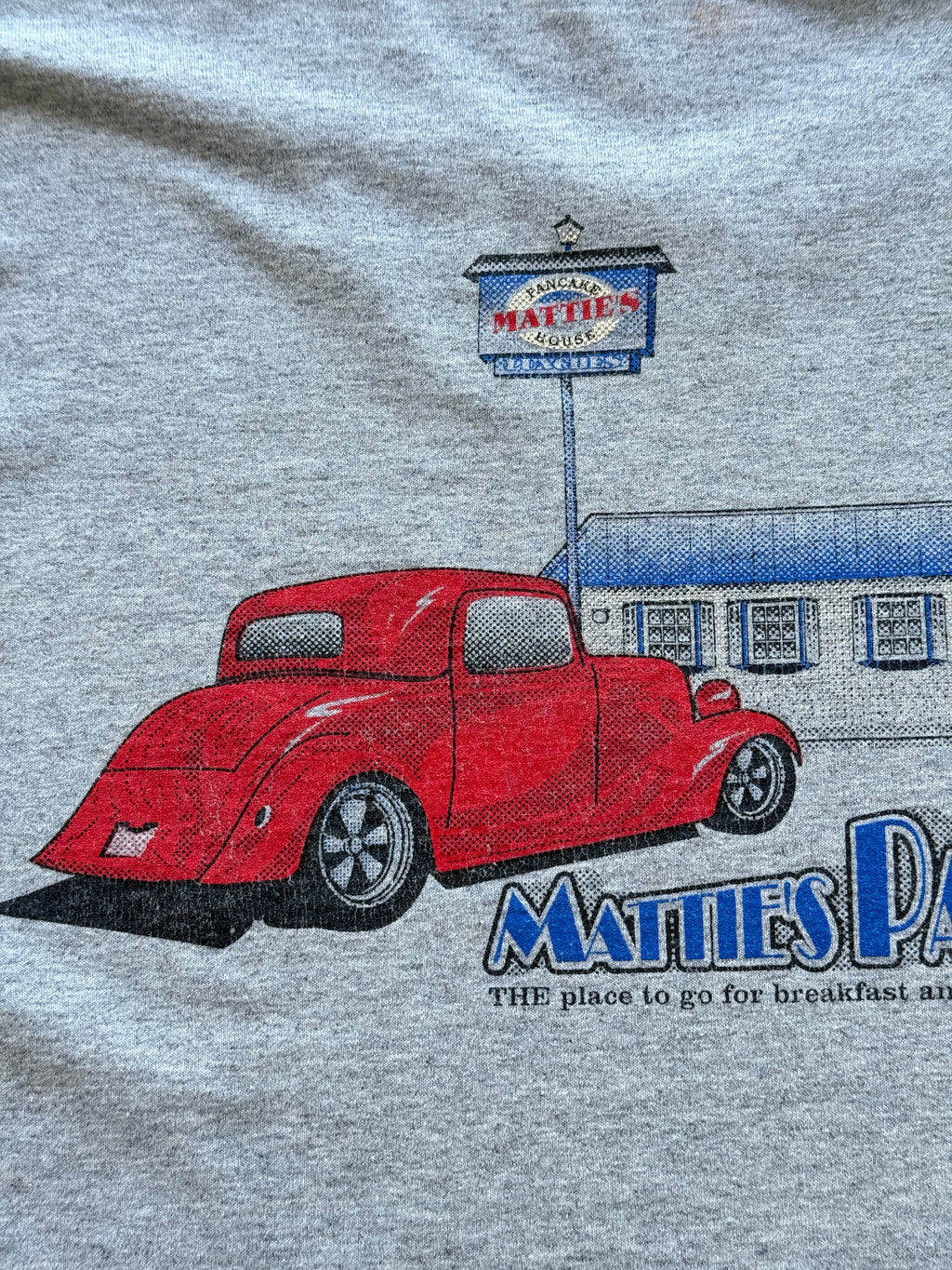Grey Mattie's Pancake House Hot Rod 90's Vintage Graphic T-Shirt - XL