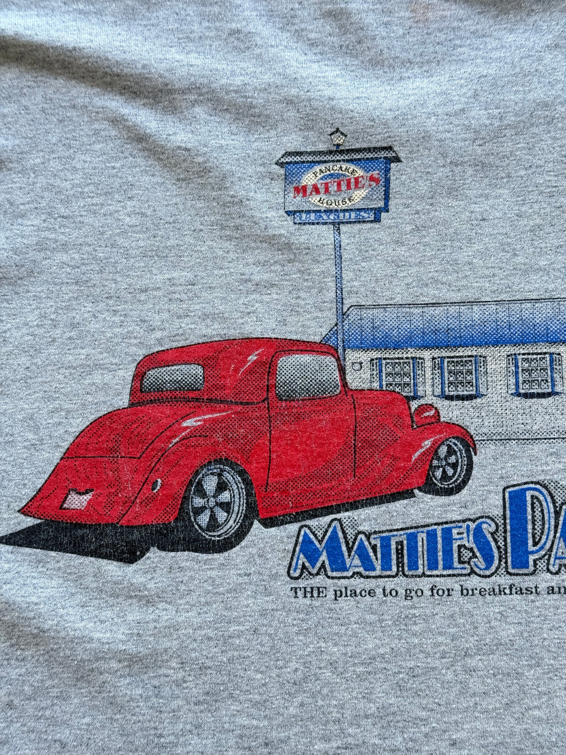 Grey Mattie's Pancake House Hot Rod 90's Vintage Graphic T-Shirt - XL