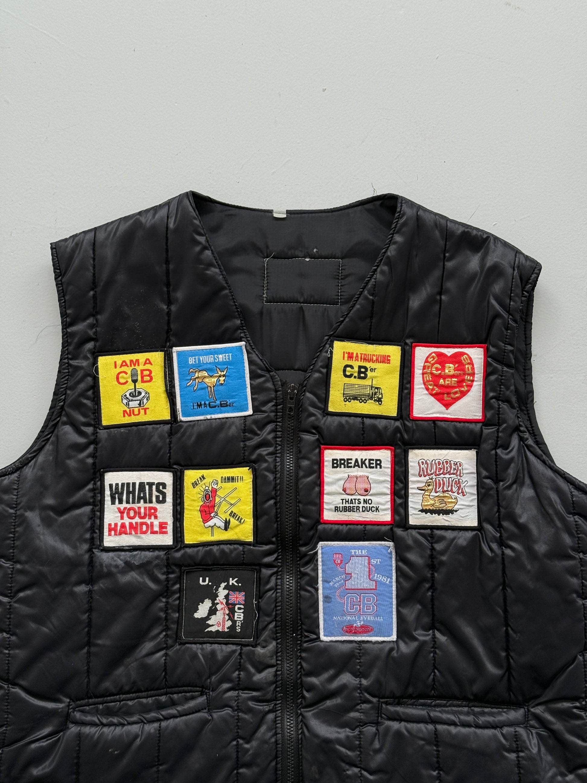 CB Radio Nuts Patch Quilted 70s/80s Vintage Gilet Vest - XL