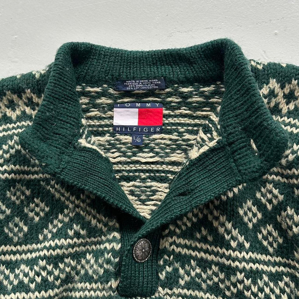 Green Tommy Hilfiger 90s Chunky Knit Jumper - Large