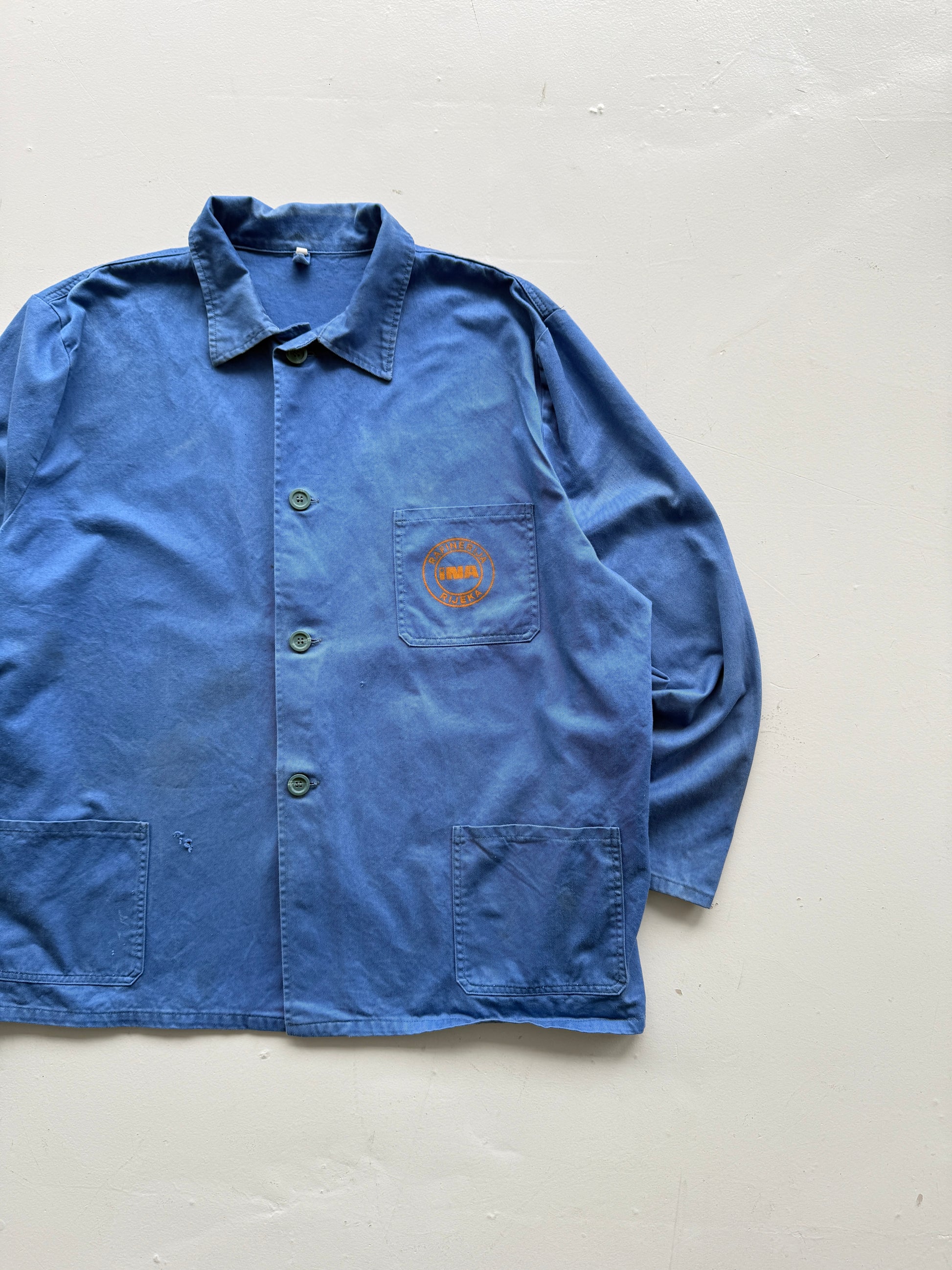 Blue French Chore Jacket 80's Vintage Workwear Jacket - XL