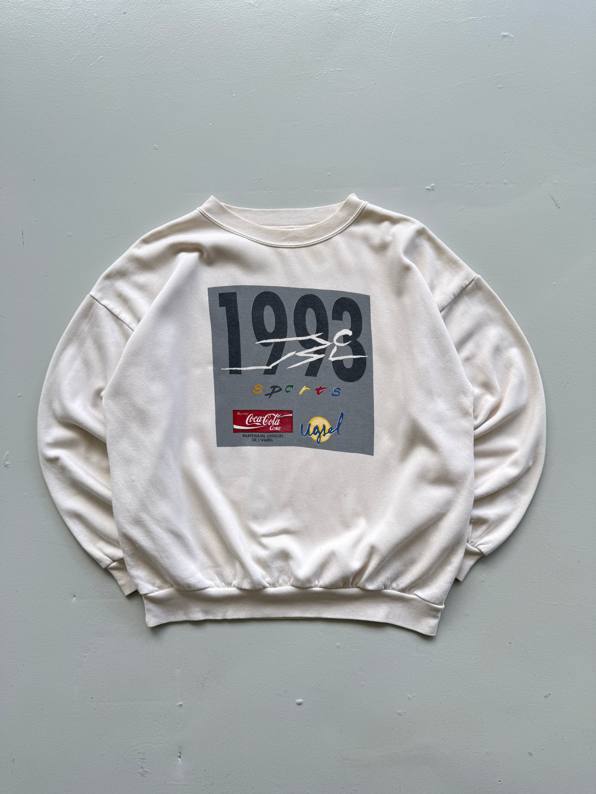 White Coca Cola 90's Vintage Graphic Running Sweatshirt Jumper - Medium