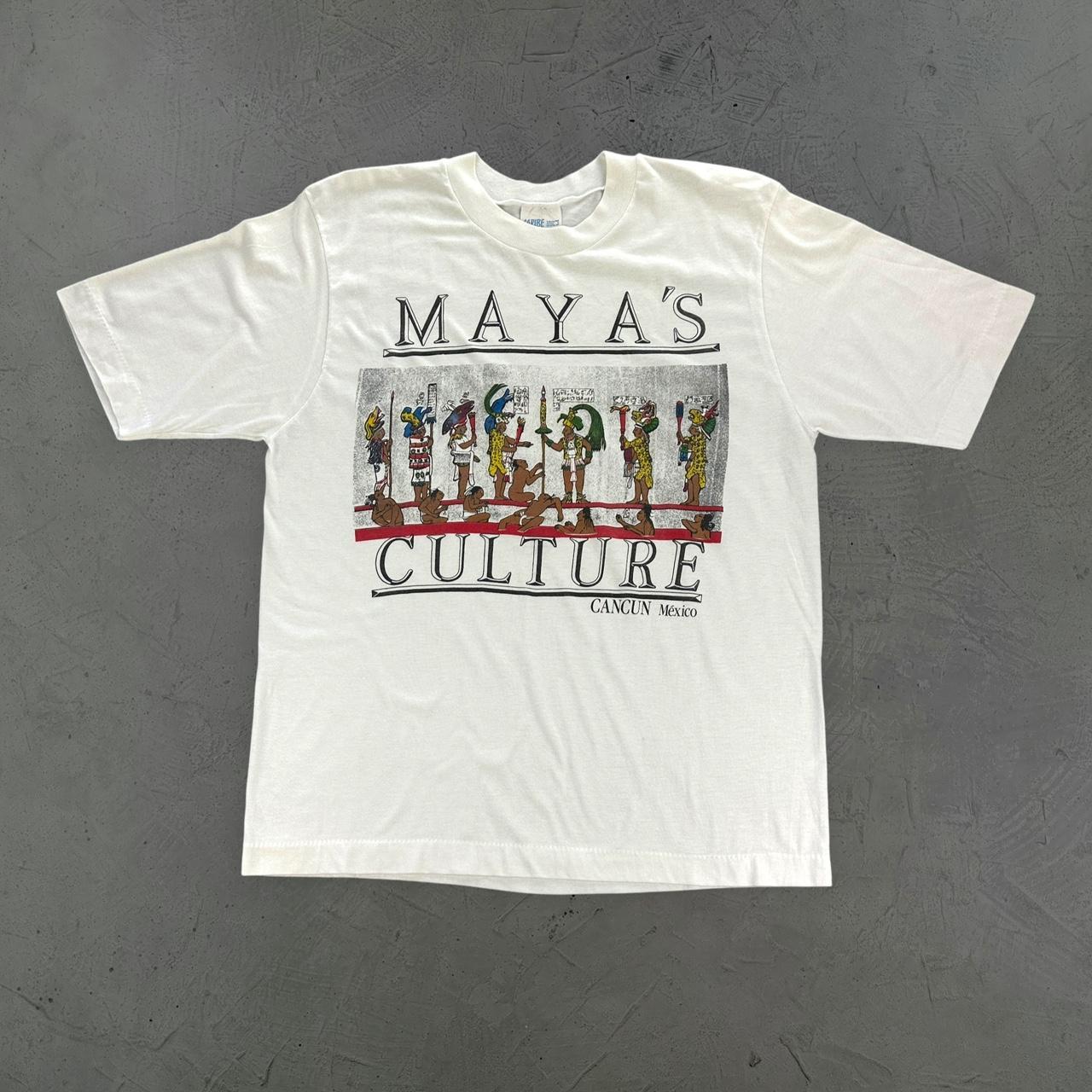 Mayas Culture White 90s vintage T-shirt - Medium