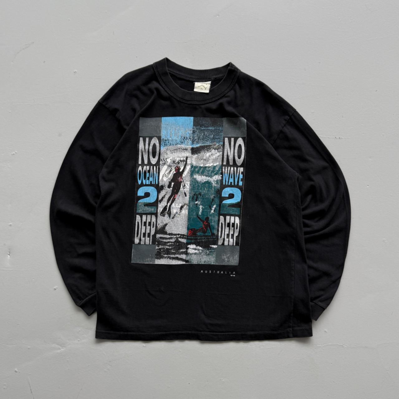 Black No Diving 90s Vintage Surf Long Sleeve T-Shirt - Large