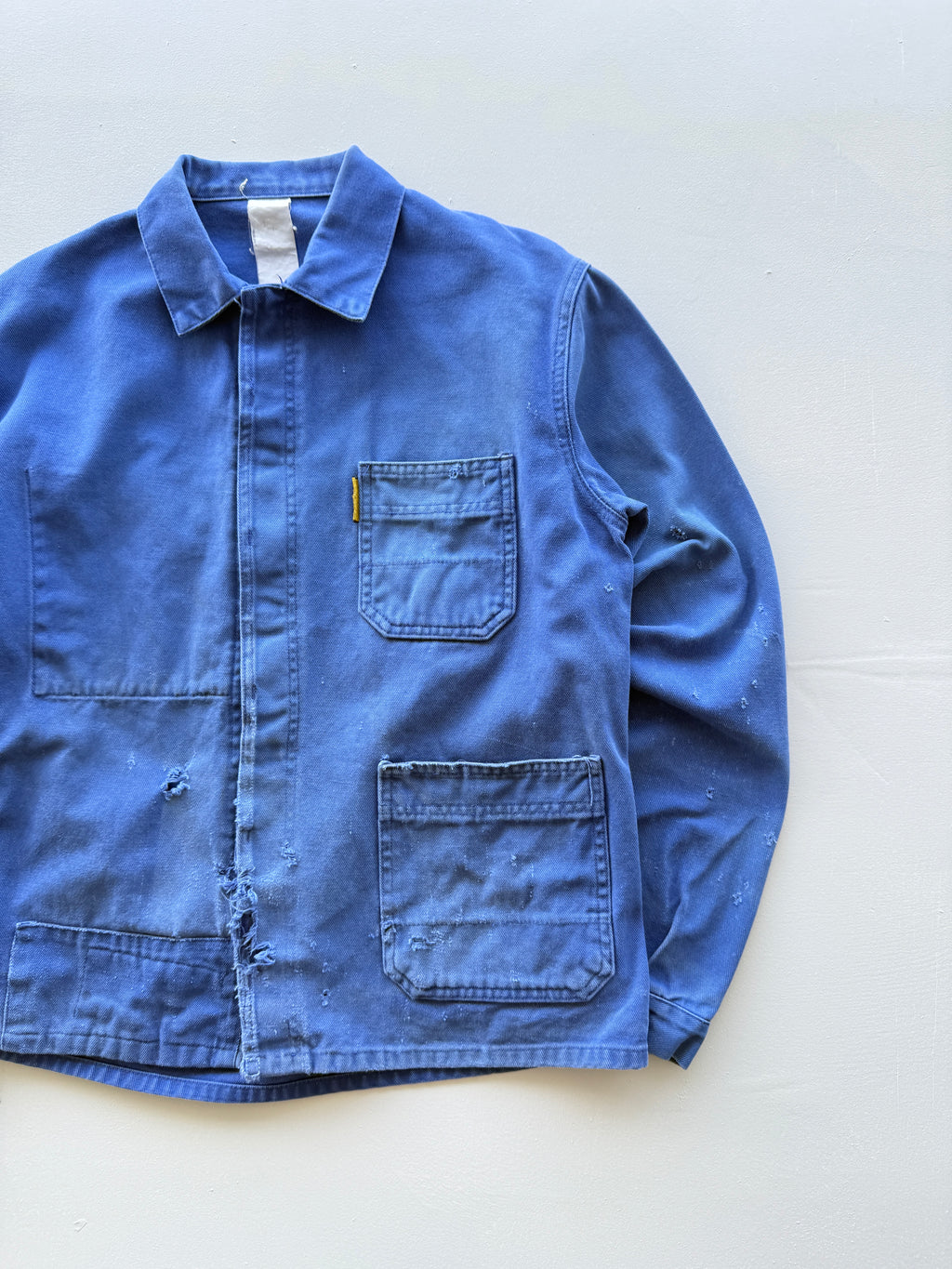Thrashed Blue French Chore Jacket 90's Vintage Workwear CH319 - Small
