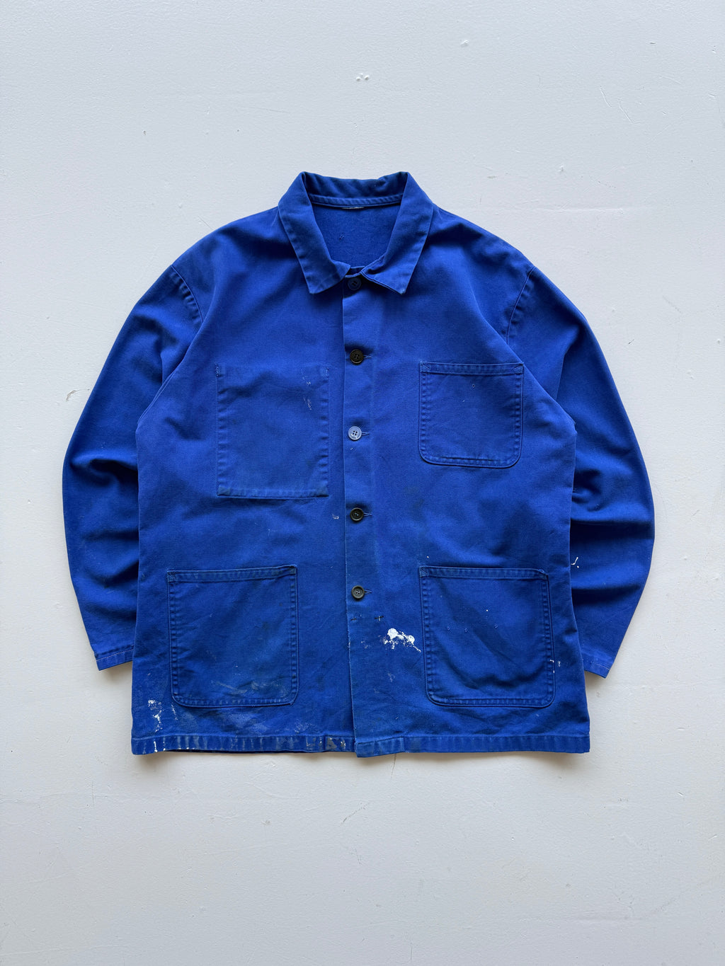 Blue French Workwear Vintage Thrashed Chore Jacket CH039 - Medium/Large