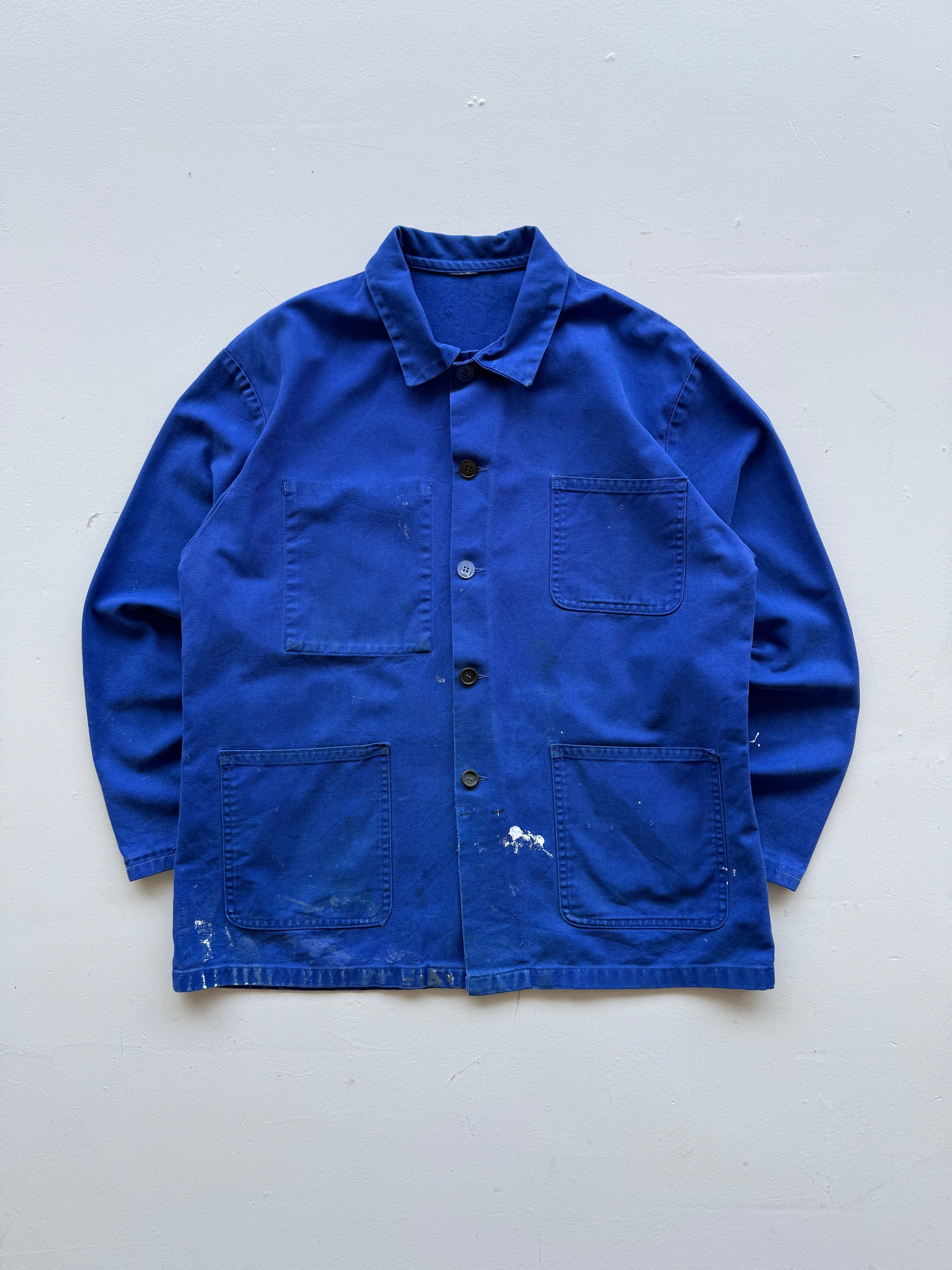 Blue French Workwear Vintage Thrashed Chore Jacket CH039 - Medium/Large