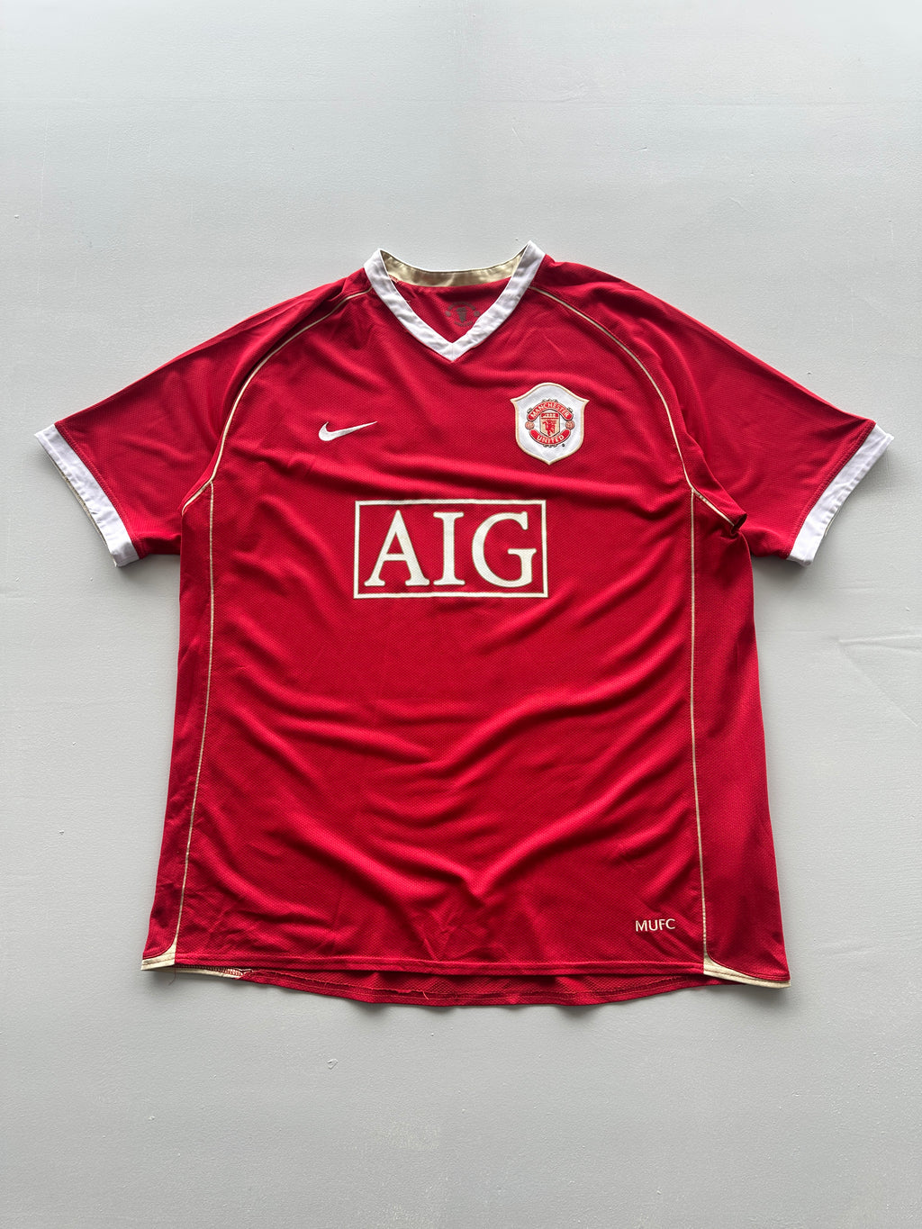Nike Manchester United Ronaldo #7 AIG 00's Vintage Home Football Shirt - XL