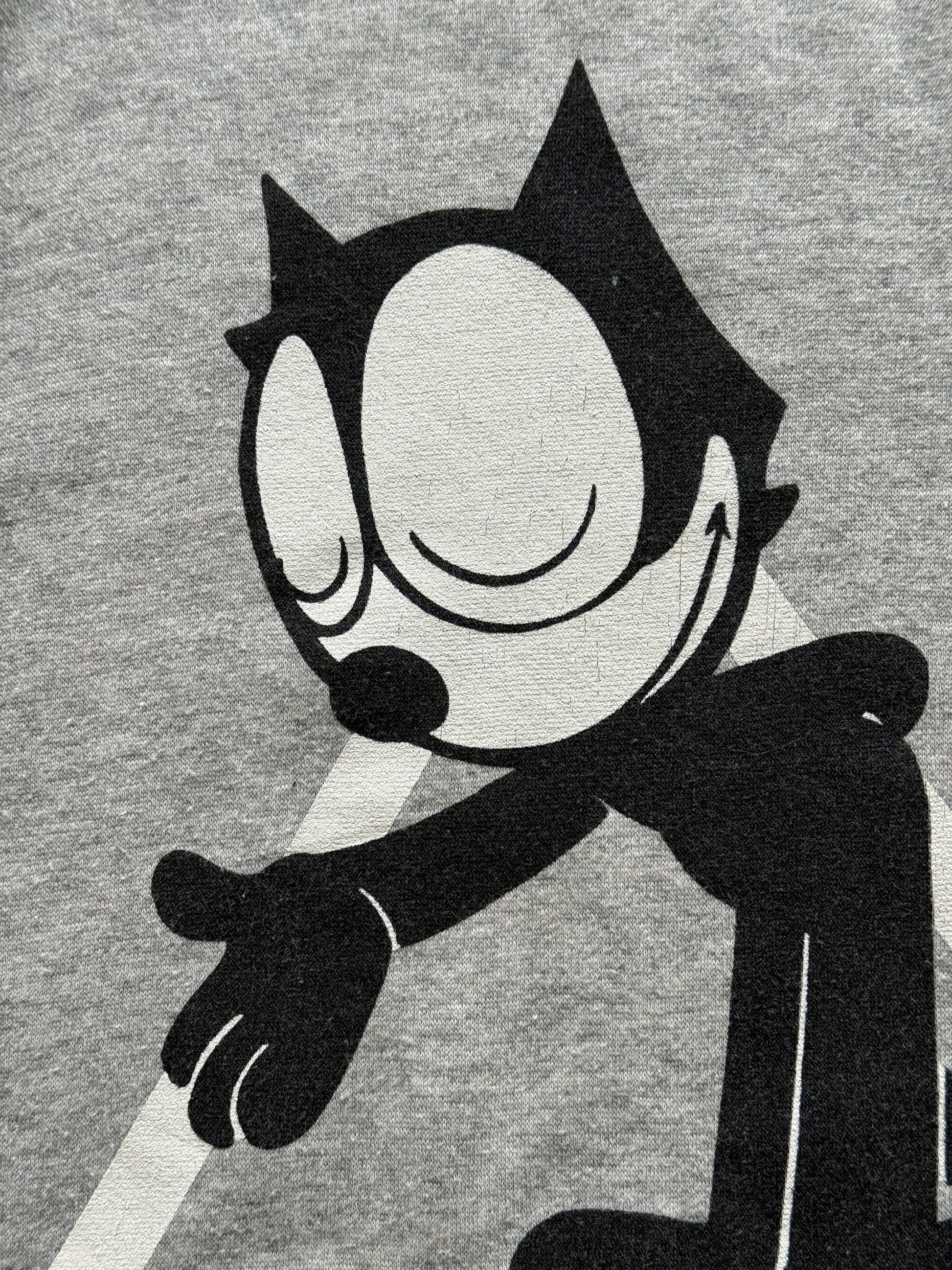 Grey Felix the Cat 80's Vintage Cartoon Graphic Sweatshirt Jumper - Medium