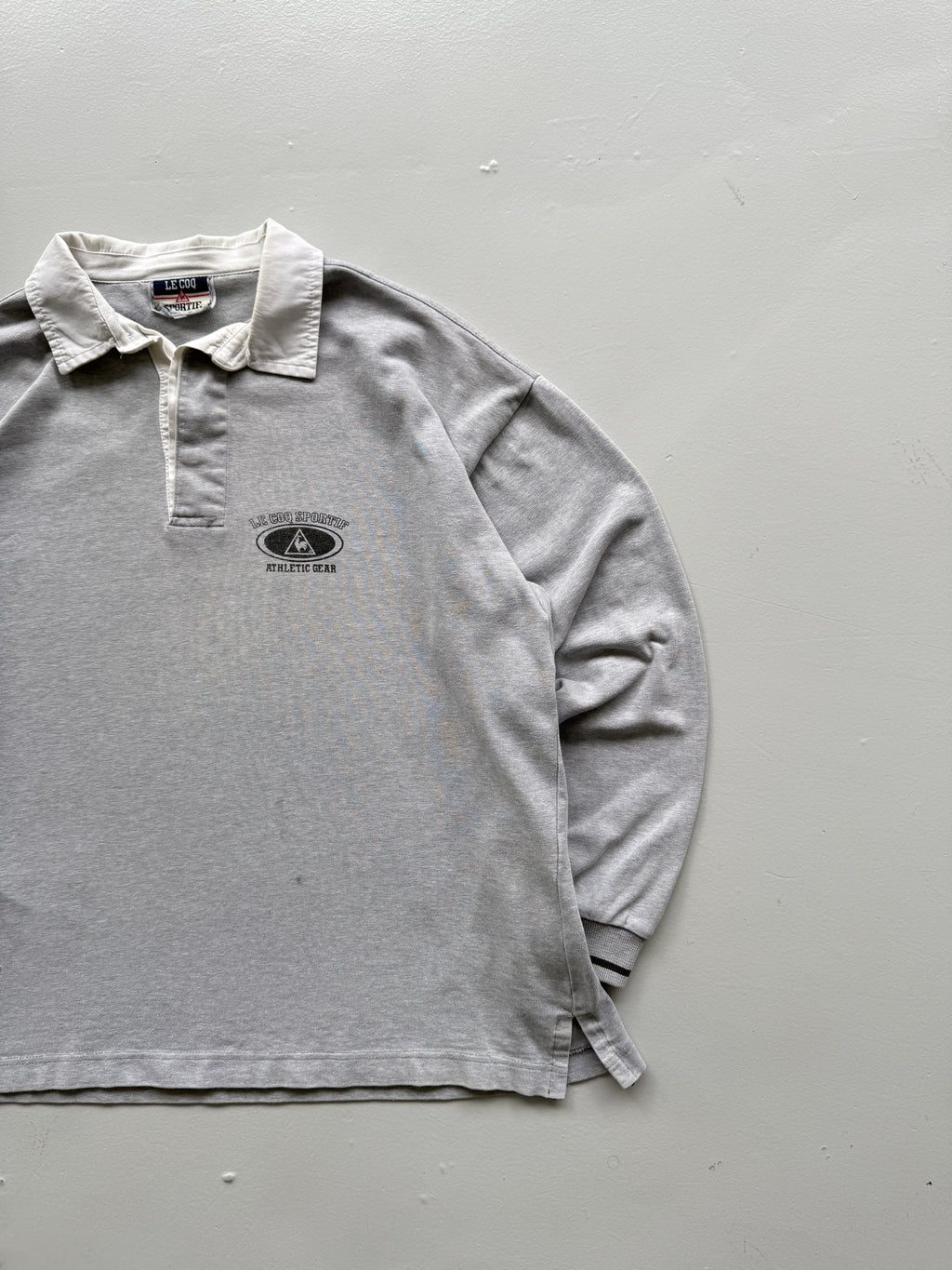Grey Le Coq Sportif 00's Vintage Y2K Long Sleeve Rugby Jersey Polo - Medium