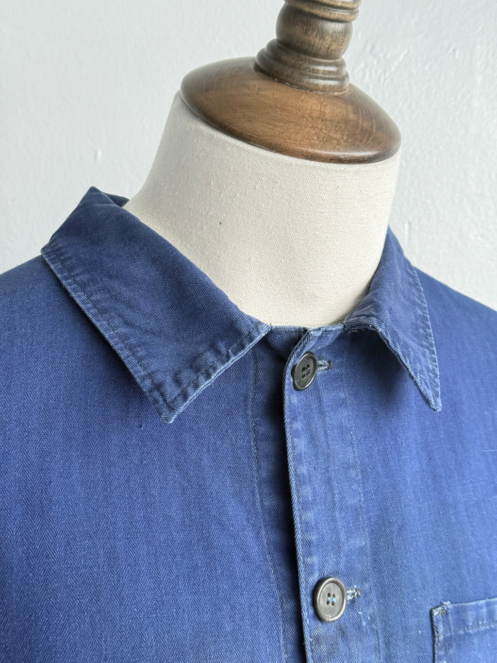 Blue French Vintage 1970's Workwear Chore Jacket CH545 - Small
