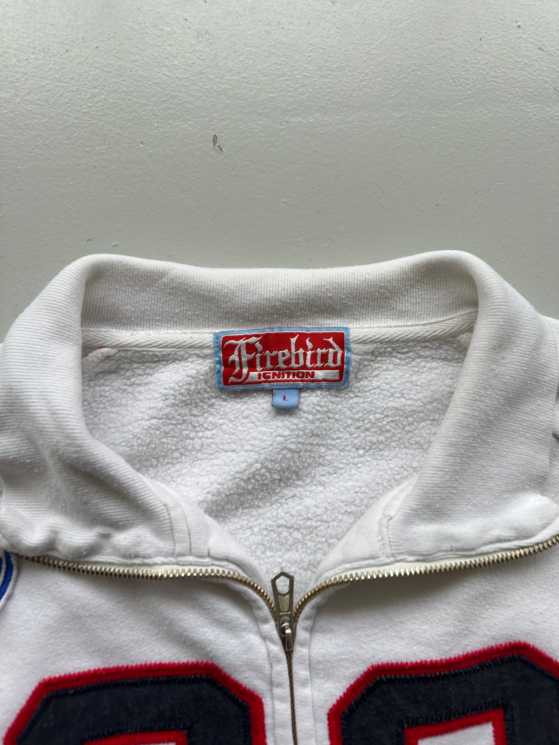 White 69 Motorsport Y2K Zip-Up Sweatshirt- Large