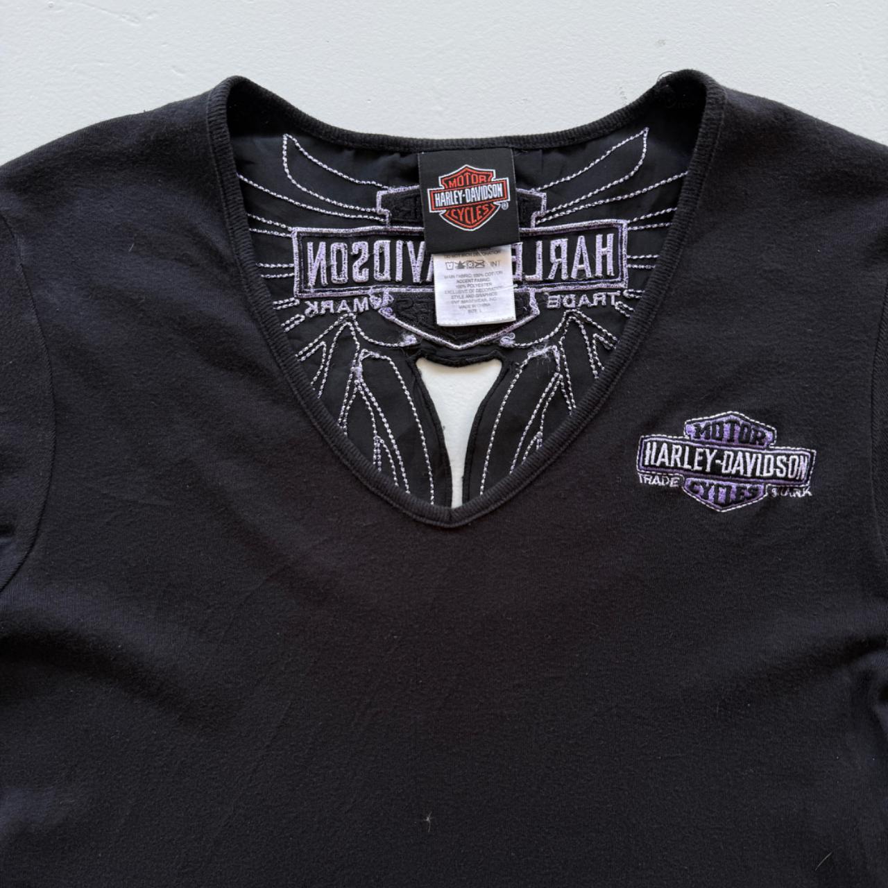 Black Harley Davidson 00's Y2K T-Shirt - Womens Medium