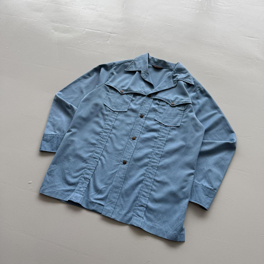 Light Blue Lightweight 70's Western Camp Collar Shirt - XL
