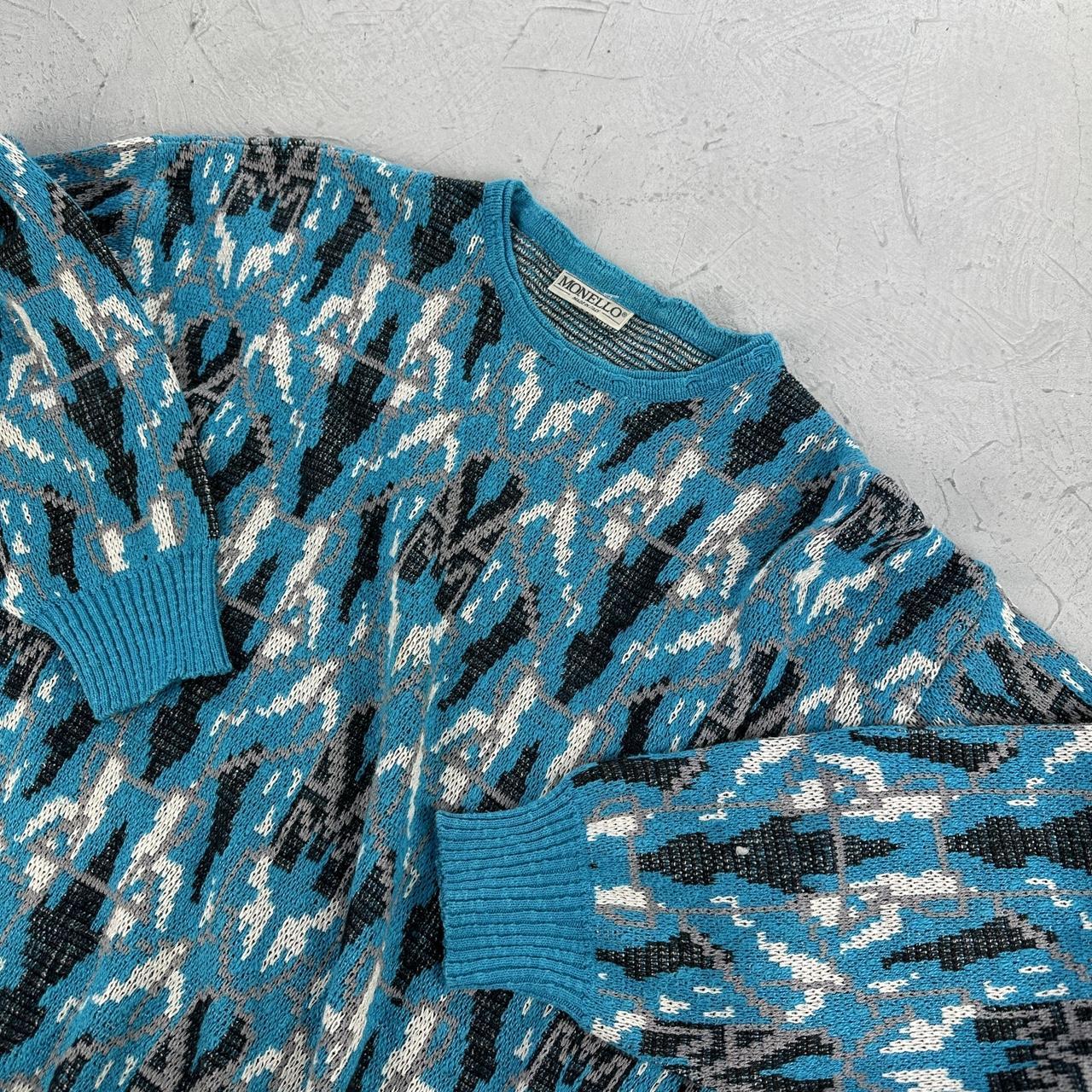 Blue 90's Woollen Knitted Sweatshirt - Medium