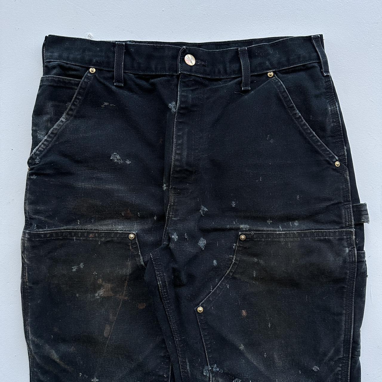 Carhartt Black Canvas Vintage Thrashed Heavily Worn Double Knee Pants - 30 x 30