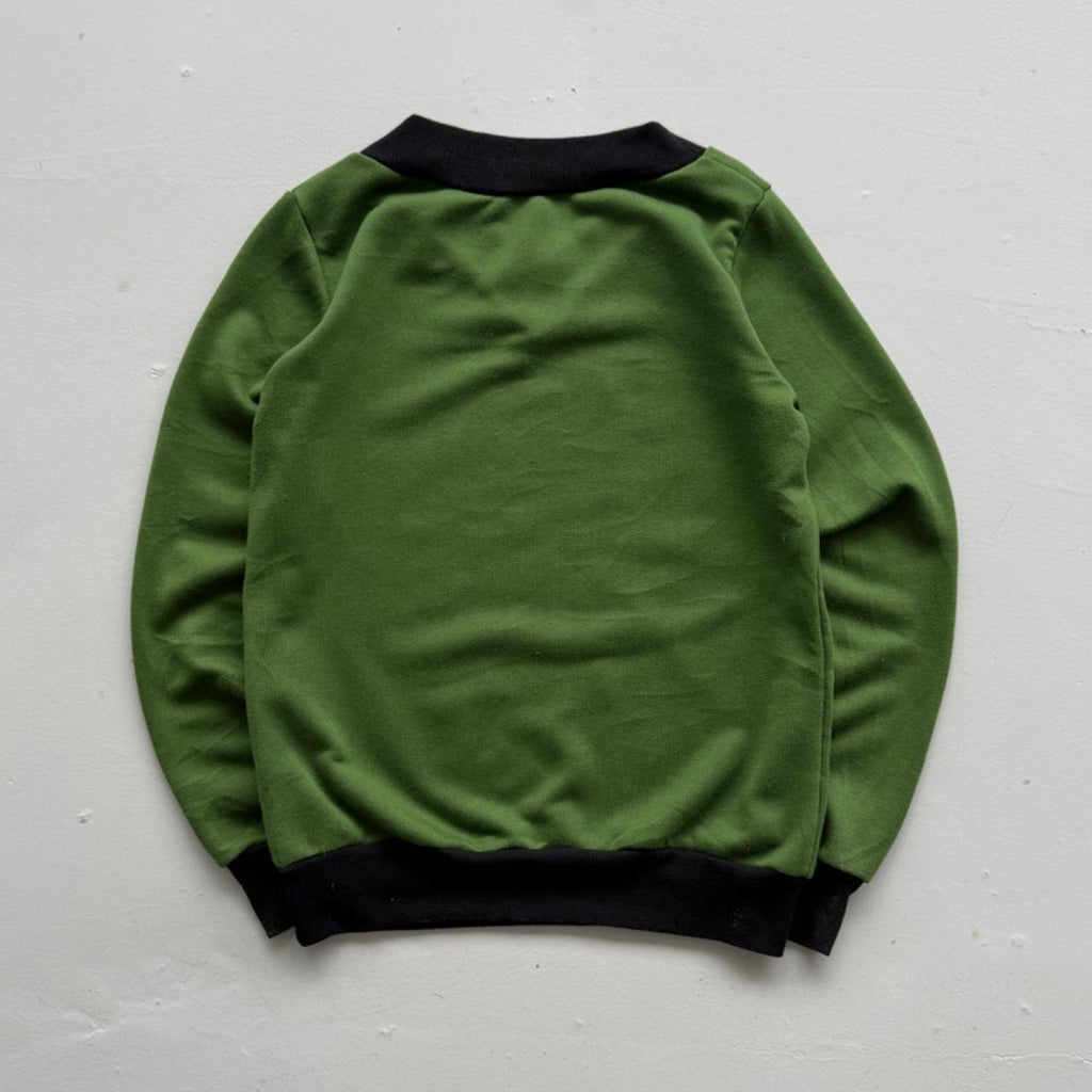 Green 90s V-Neck Vintage Graphic Sweatershirt - Medium