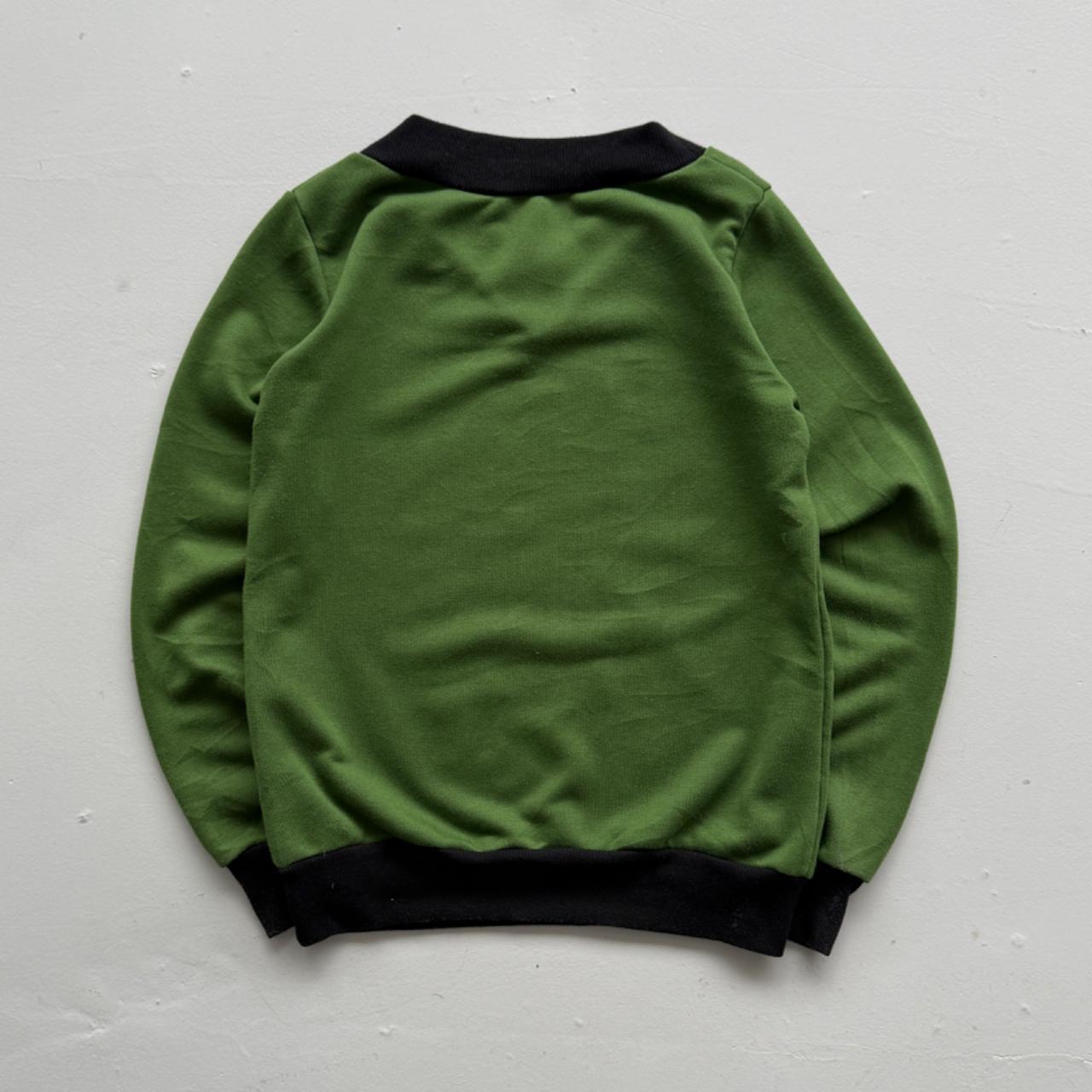 Green 90s V-Neck Vintage Graphic Sweatershirt - Medium