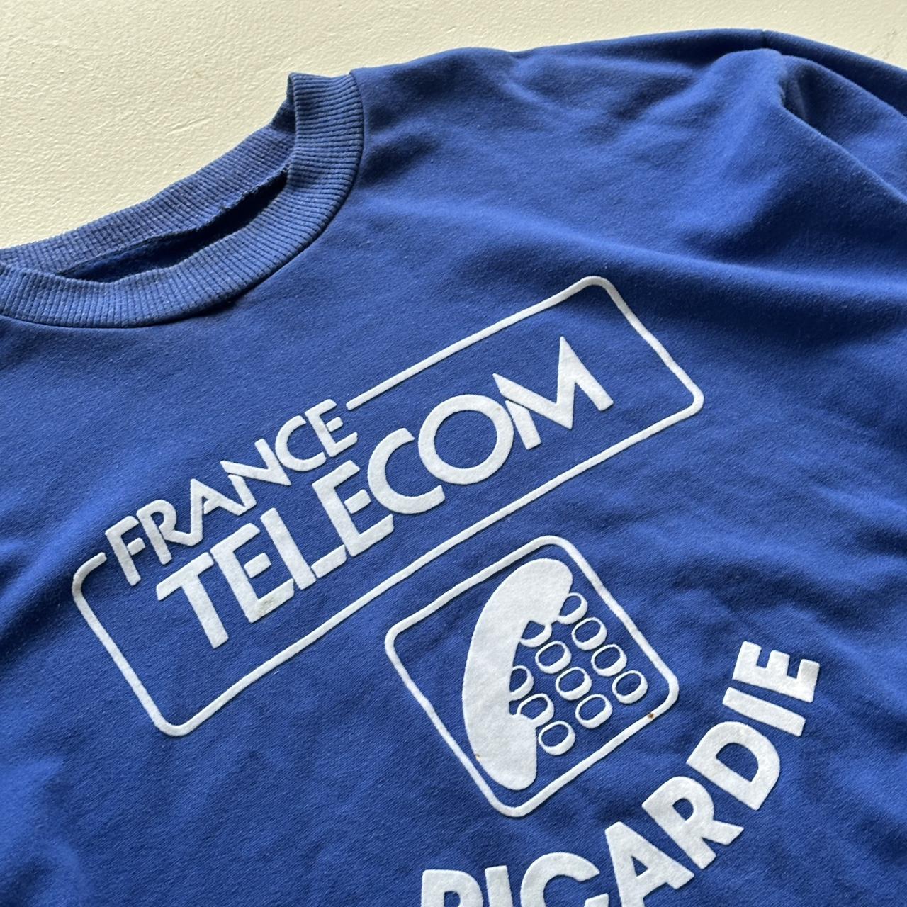 Blue France Telecom Vintage Graphic Sweatshirt - Medium Oversized